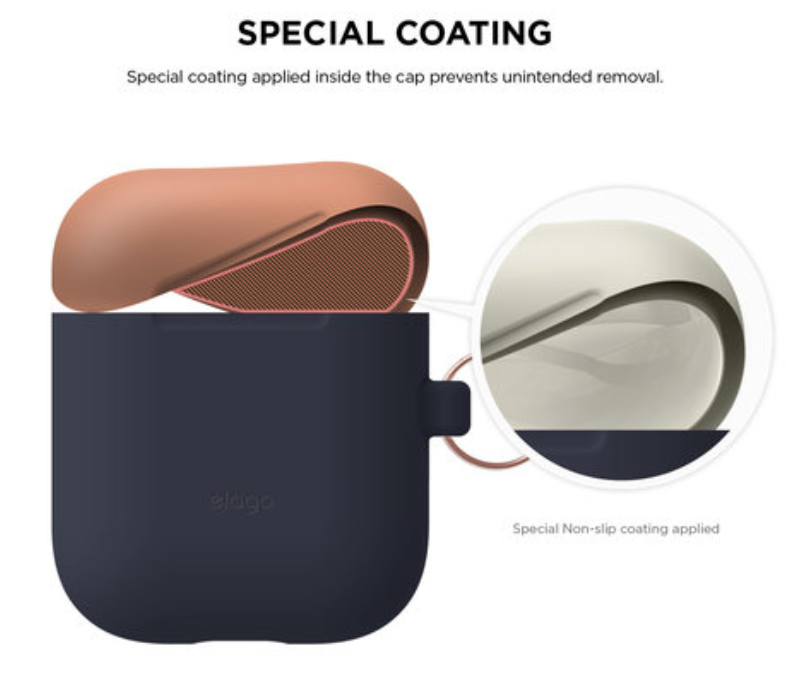 Elago AirPods Duo Hang Case/ Jean indigo / Peach, Grey