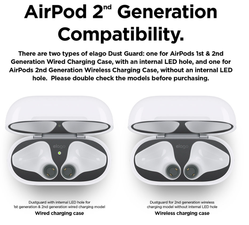 Elago AirPods Dust Guard - 2 SET - Matt Dark Grey		 		