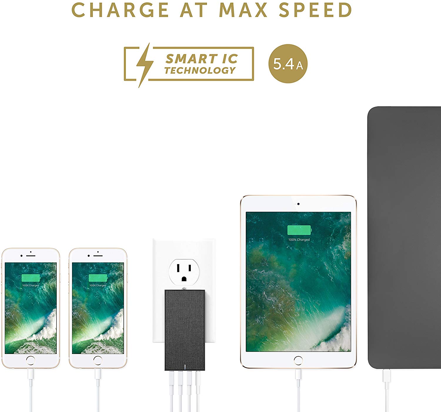 Native Union Smart Charger 4-USB Fabric-INTL-Slate