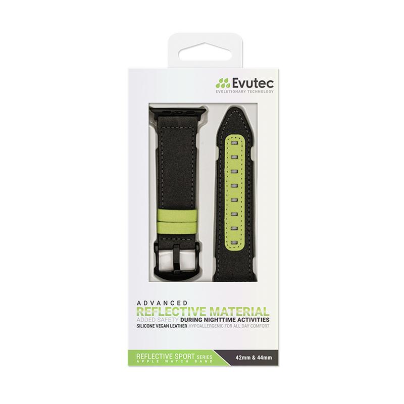Evutec Apple Watch Band 42-44mm Reflective Sport - Black/Lime