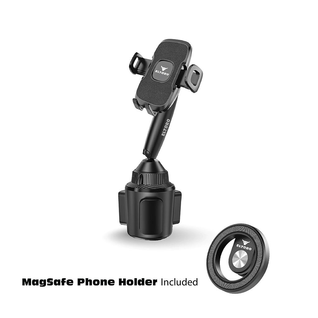 Eltoro Car Cup Holder Phone Mount with MagSafe Phone Holder - Black