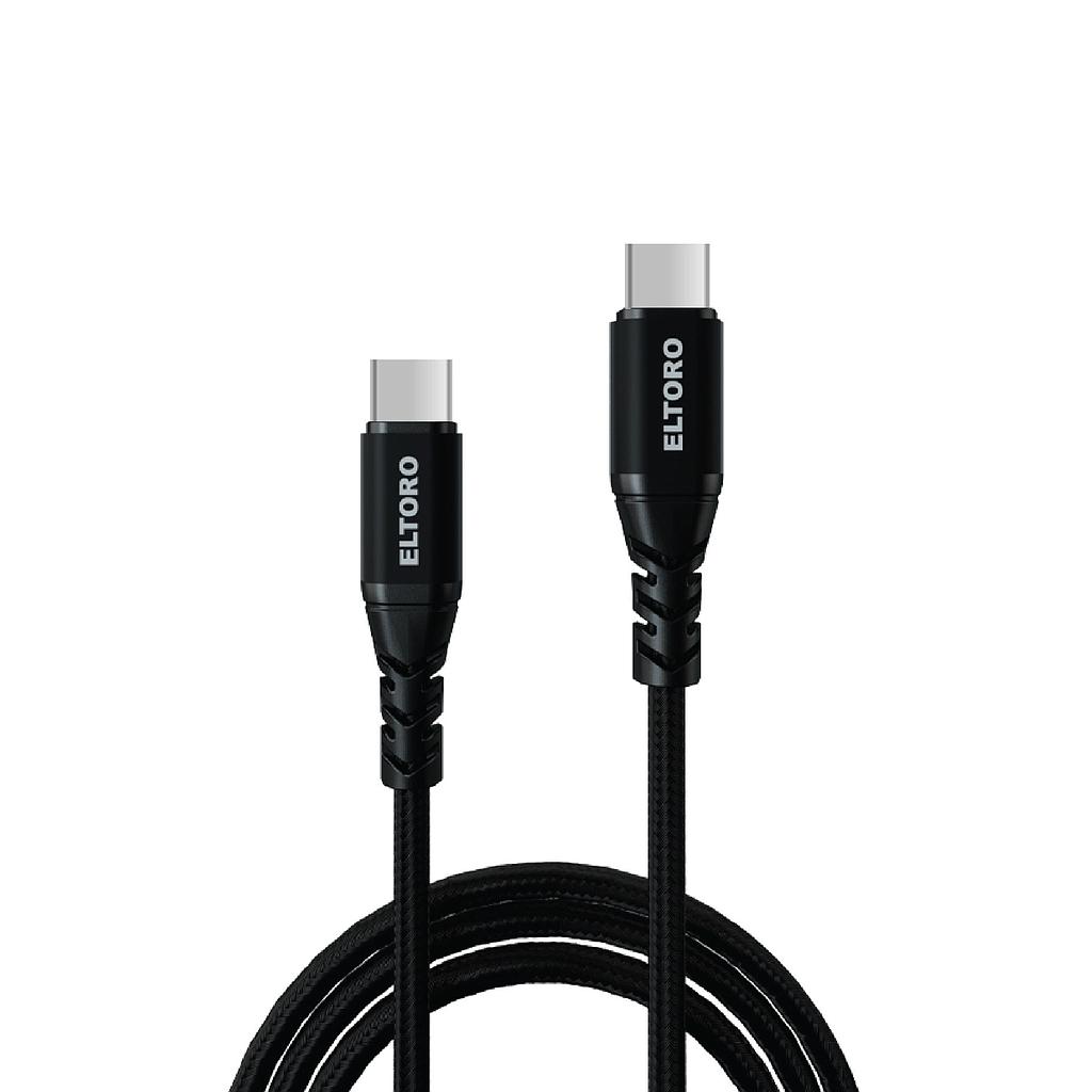 Eltoro Kevlar Cable USB-C to USB-C 60W - 1M with Nylon PP Yarn Jacket - Black