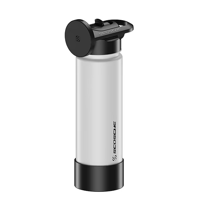 Scosche MagicMount Flask 22oz (650 ml) Stainless Steel Insulated Water Bottle with Magnetic Cell Phone Holder and Tripod Phone Mount Stand Compatible w/ MagSafe