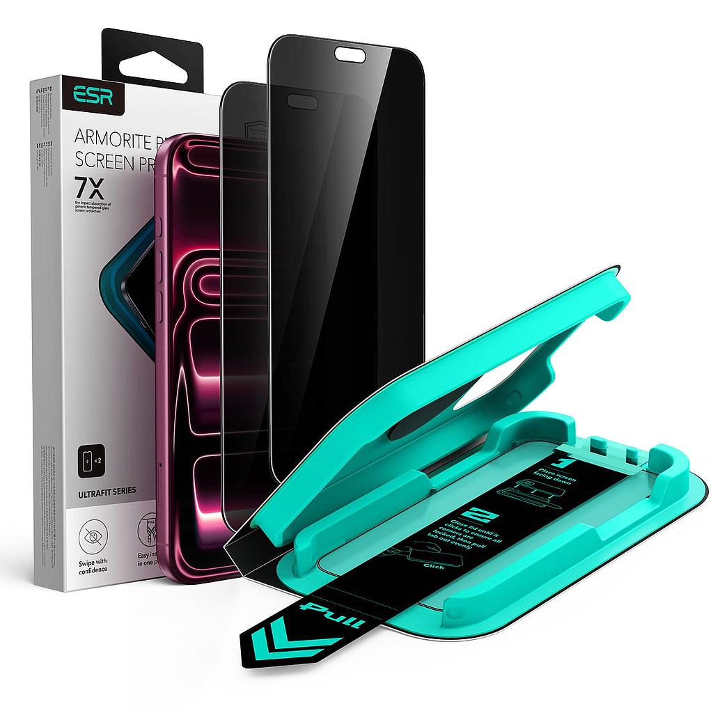 ESR Armorite (UltraFit Tray) Privacy iPhone 18 Pro Screen Protector, 2 Pack