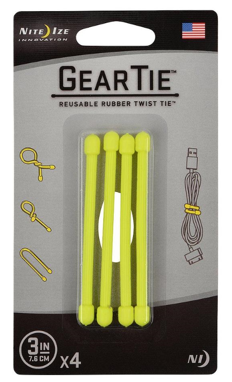 NiteIze Gear Tie® Reusable Rubber Twist Tie 3 in. - 4 Pack