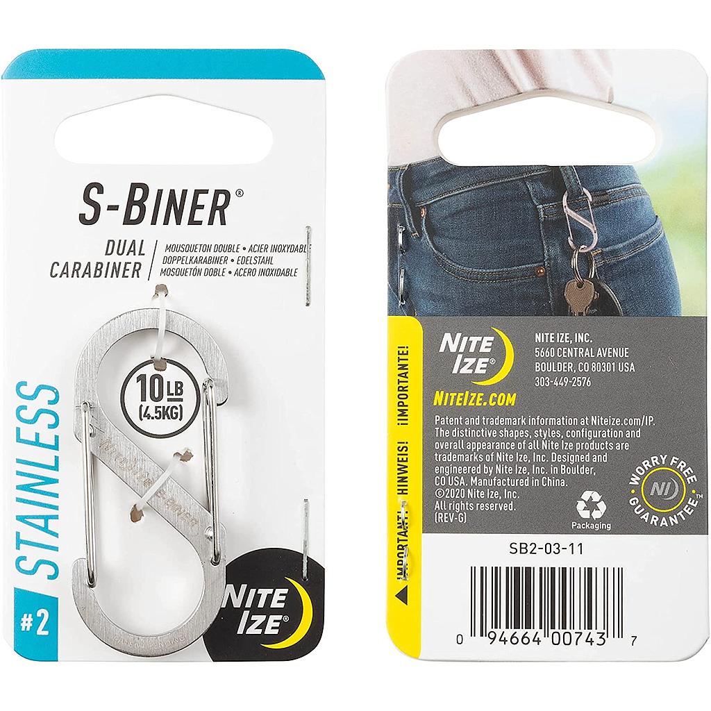 NiteIze S-Biner® Stainless Steel Dual Carabiner #2 - Stainless