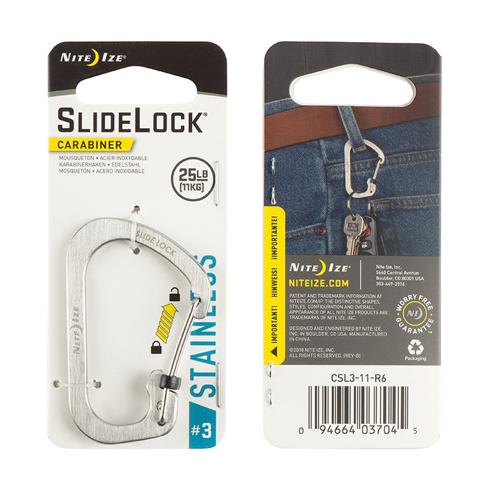 NiteIze SlideLock® Carabiner Stainless Steel #3 - Stainless