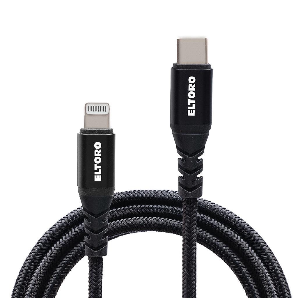 Eltoro Kevlar Cable USB-C to Lightning 1M with Nylon PP Yarn Jacket - Black