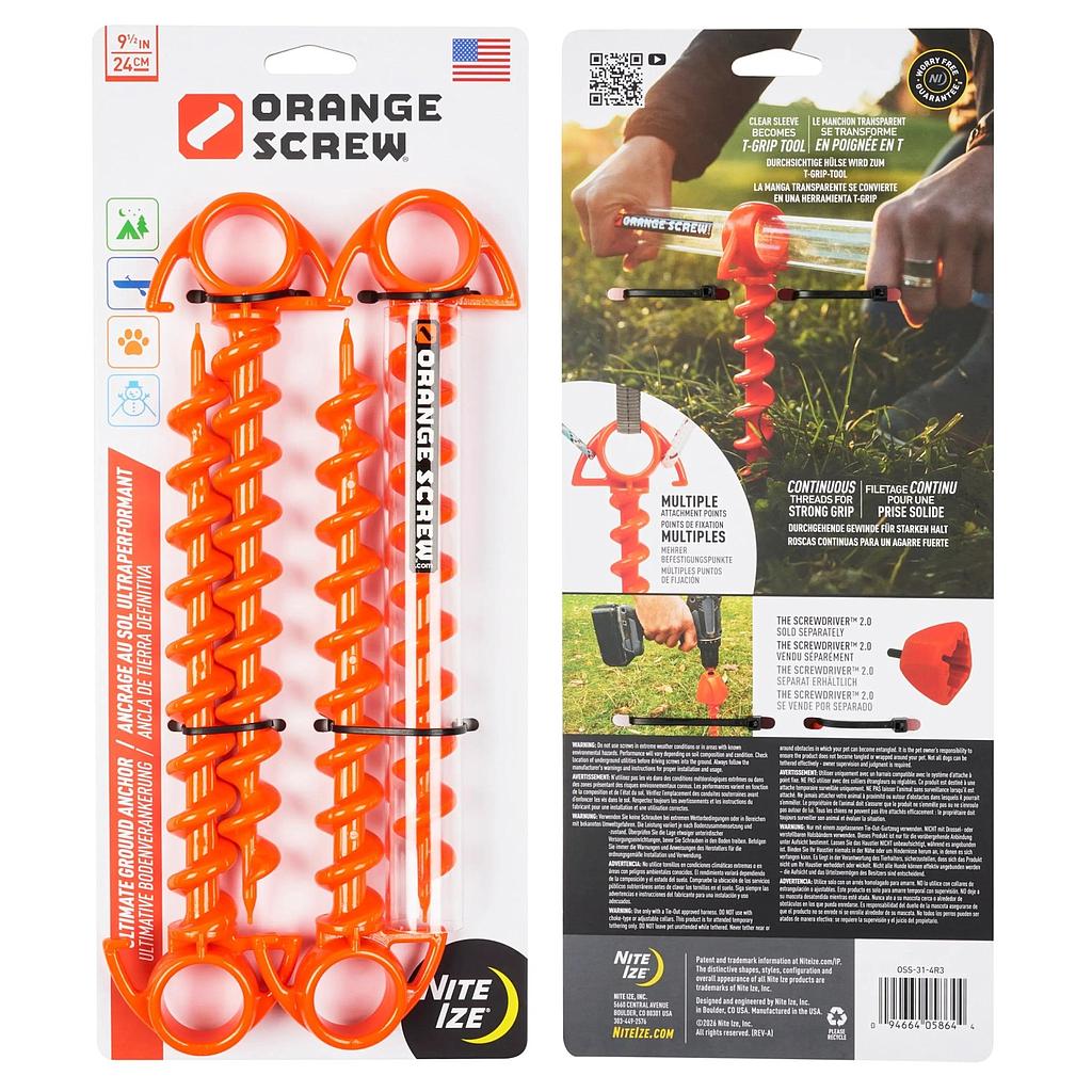 NiteIze Orange Screw® Small Ultimate Ground Anchor - 4 Pack