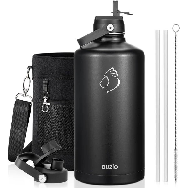 Buzio Duet Series Gallon Bottle with 2 Lids and Sleeve 3.8L