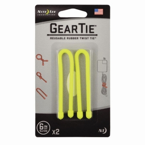 NiteIze Gear Tie® Reusable Rubber Twist Tie 6 in. - 2 Pack