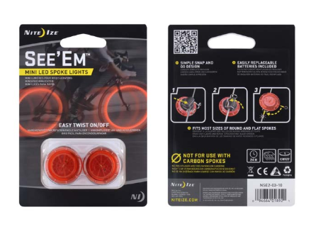 See'Em Mini LED Spoke Bike Lights - 2 Pack - Red
