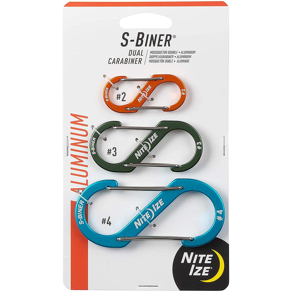 NiteIze S-Biner Aluminum Dual Carabiner - 3 Pack - Assorted