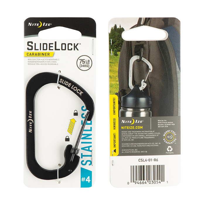 NiteIze SlideLock® Carabiner Stainless Steel #4 - Black